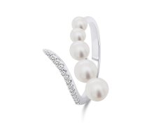 Brilio Silver Elegantní otevřený prsten s perlami RI098W