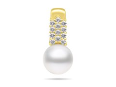 Brilio Silver Elegantní pozlacený přívěsek s pravou perlou a zirkony PT94Y