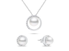 Brilio Silver Elegantní sada šperků s pravými perlami SET251W (náušnice, náhrdelník)