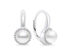 Brilio Silver Elegantní stříbrné náušnice s perlami a zirkony EA419W