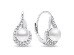 Brilio Silver Elegantní stříbrné náušnice s perlami EA751W