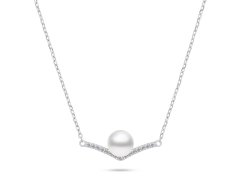 Brilio Silver Elegantní stříbrný náhrdelník s perlou a zirkony NCL131W