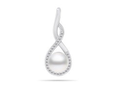 Brilio Silver Elegantní stříbrný přívěsek s pravou perlou a zirkony PT123W