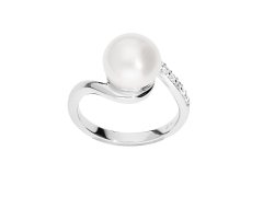 Brilio Silver Elegantní stříbrný prsten s pravou perlou SR05575A 52 mm