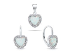 Brilio Silver Elegantní stříbrný set s&nbsp;opály SET299W (náušnice, přívěsek)