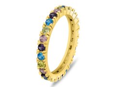 Brilio Silver Hravý pozlacený prsten s barevnými zirkony RI116YRBW 50 mm