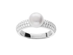 Brilio Silver Jedinečný stříbrný prsten s pravou perlou SR06005A 52 mm