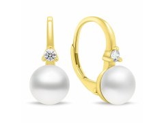 Brilio Silver Jemné pozlacené náušnice s&nbsp;perlami EA955Y