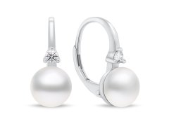 Brilio Silver Jemné stříbrné náušnice s perlami EA955W