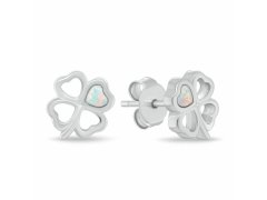 Brilio Silver Stříbrné náušnice Čtyřlístek s&nbsp;bílým opálem EA1253W