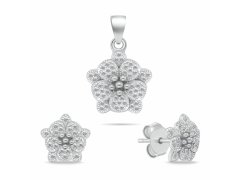 Brilio Silver Krásná stříbrná sada šperků se zirkony Květiny SET264W (přívěsek, náušnice)