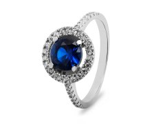 Brilio Silver Luxusní stříbrný prsten s modrým zirkonem RI031W 50 mm