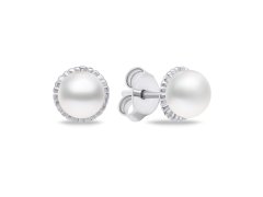 Brilio Silver Minimalistické stříbrné náušnice s pravými perlami EA620W