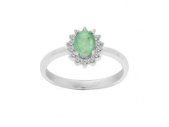 Brilio Silver Nádherný stříbrný prsten se smaragdem R-FS-5626E 52 mm