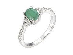 Brilio Silver Nádherný stříbrný prsten se smaragdem Precious Stone SRC0203U 50 mm