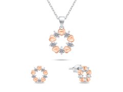 Brilio Silver Něžný bicolor set šperků se zirkony SET239WR (náušnice, náhrdelník)
