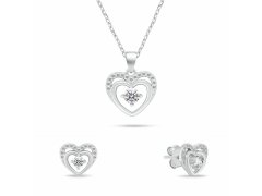Brilio Silver Slušivý set stříbrných šperků Srdíčka s čirými zirkony SET295W(náhrdelník, náušnice)