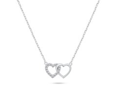 Brilio Silver Něžný stříbrný náhrdelník Propojená srdce NCL117W