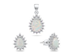 Brilio Silver Okouzlující set šperků s opály SET244W (náušnice, přívěsek)