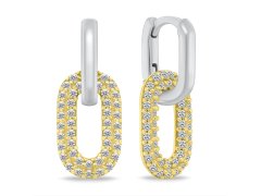 Brilio Silver Oválné bicolor náušnice 2v1 se zirkony EA1177WY