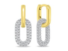 Brilio Silver Oválné bicolor náušnice 2v1 se zirkony EA1177YW