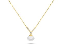 Brilio Silver Překrásný pozlacený náhrdelník s pravou perlou NCL81Y