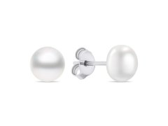 Brilio Silver Půvabné stříbrné náušnice pecky s pravými perlami EA585/6/7/8W 0,5 cm