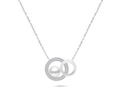 Brilio Silver Půvabný stříbrný náhrdelník s pravou perlou NCL65W