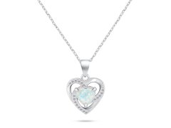 Brilio Silver Půvabný stříbrný náhrdelník Srdce s opálem NCL154W