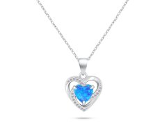 Brilio Silver Půvabný stříbrný náhrdelník Srdce s opálem NCL154WB