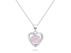 Brilio Silver Půvabný stříbrný náhrdelník Srdce s opálem NCL154WP