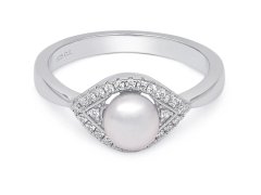 Brilio Silver Půvabný stříbrný prsten s pravou perlou ML05671L 54 mm