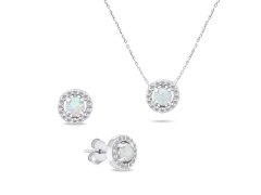 Brilio Silver Půvabný stříbrný set šperků s opály SET225W (náušnice, náhrdelník)