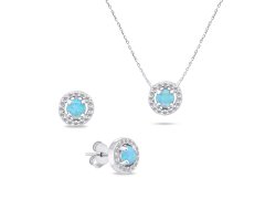 Brilio Silver Půvabný stříbrný set šperků s opály SET225WLB (náušnice, náhrdelník)