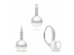 Brilio Silver Půvabný stříbrný set šperků s perlami SET291W (náušnice, přívěsek)