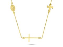 Brilio Silver Slušivý pozlacený náhrdelník s křížem NCL108Y