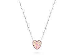 Brilio Silver Slušivý stříbrný náhrdelník Srdce s opálem NCL74WP