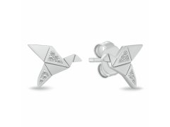 Brilio Silver Stříbrné náušnice Origami ptáček se zirkony EA1183W