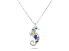 Brilio Silver Stříbrný náhrdelník Mořský koník s barevnými zirkony NCL161WRBW