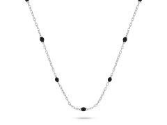 Brilio Silver Stříbrný náhrdelník s černými kuličkami NCL112WBC