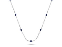 Brilio Silver Stříbrný náhrdelník s tmavě modrými kuličkami NCL112WB