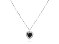 Brilio Silver Stříbrný náhrdelník Srdce s černým zirkonem NCL158WBC