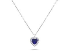 Brilio Silver Stříbrný náhrdelník Srdce s modrým zirkonem NCL158WB