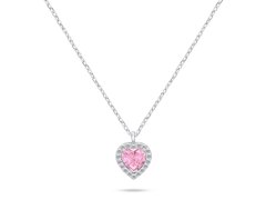 Brilio Silver Stříbrný náhrdelník Srdce s růžovým zirkonem NCL158WP