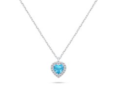 Brilio Silver Stříbrný náhrdelník Srdce se světle modrým zirkonem NCL158WAQ