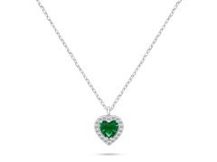 Brilio Silver Stříbrný náhrdelník Srdce se zeleným zirkonem NCL158WG