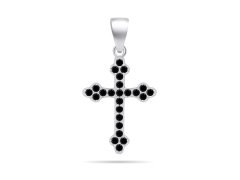 Brilio Silver Stříbrný přívěsek s černými zirkony Křížek PT84WBC