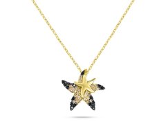 Brilio Silver Třpytivý pozlacený náhrdelník Mořská hvězdice NCL163YBC