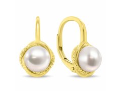 Brilio Silver Visací pozlacené náušnice s&nbsp;říčními perlami EA1249Y