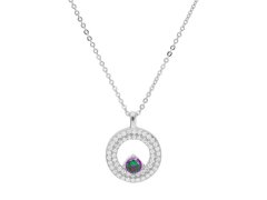 Brilio Silver Zářivý stříbrný náhrdelník s duhovým topazem Mystic Stone MP04957A (řetízek, přívěsek)
